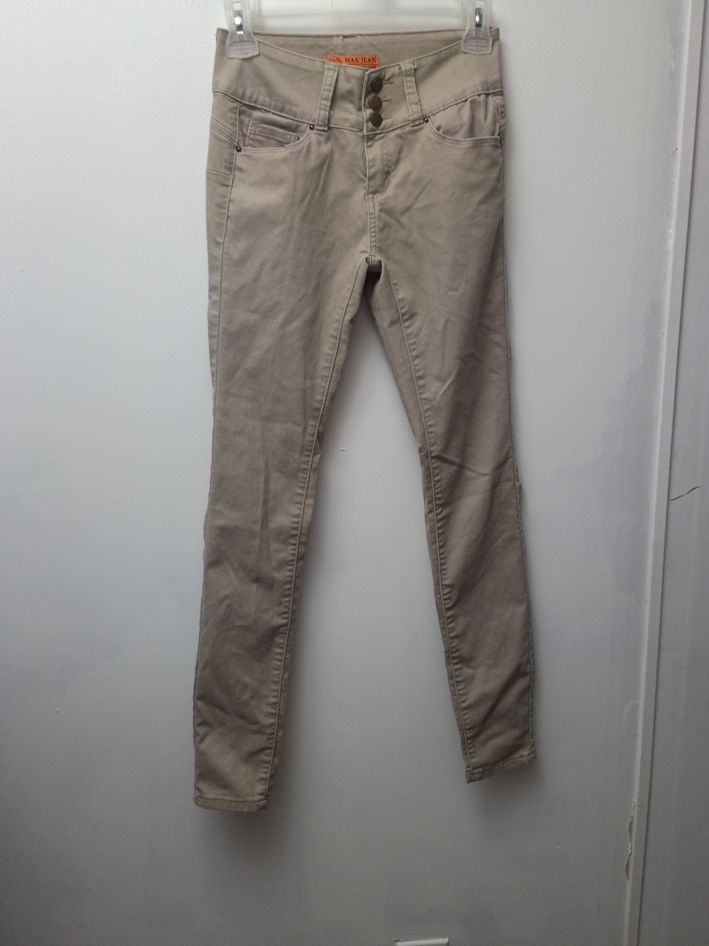 Wax Jean Beige High-Rise Skinny Pants